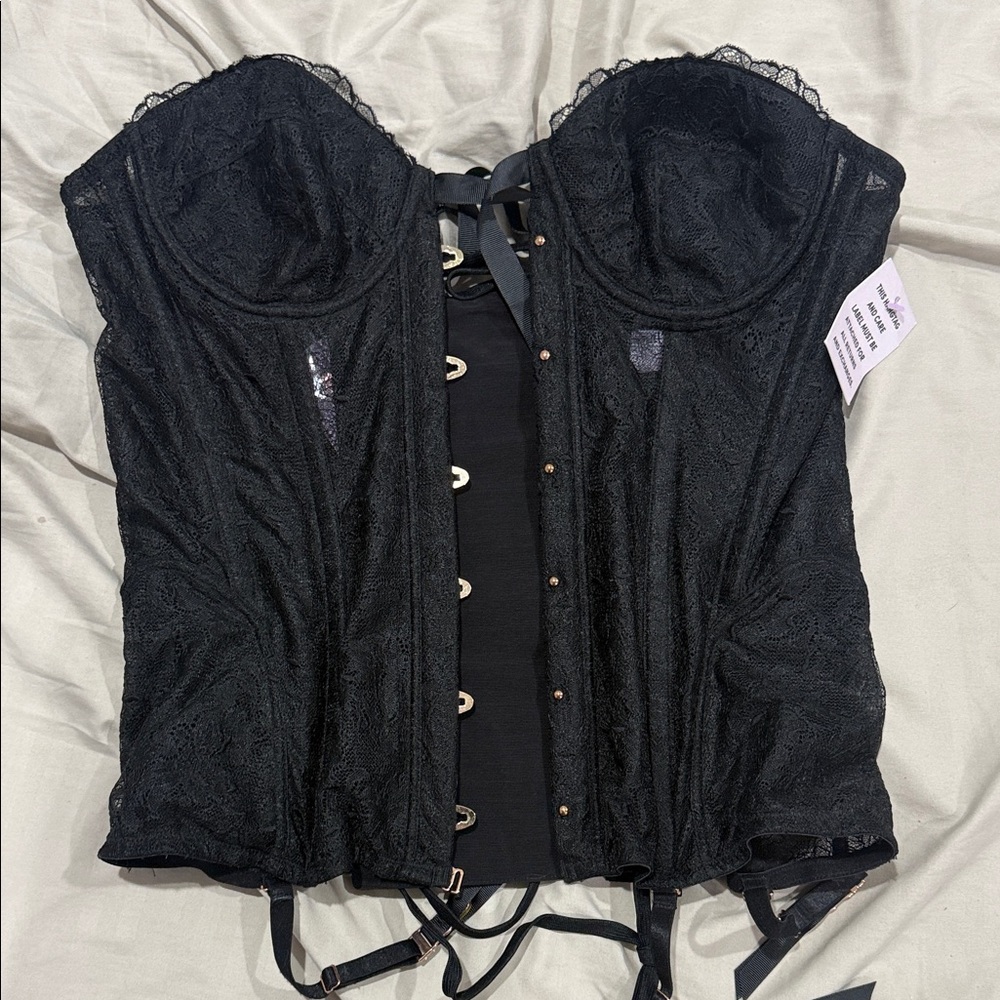 Savage X Fenty Black Lace Corset Top